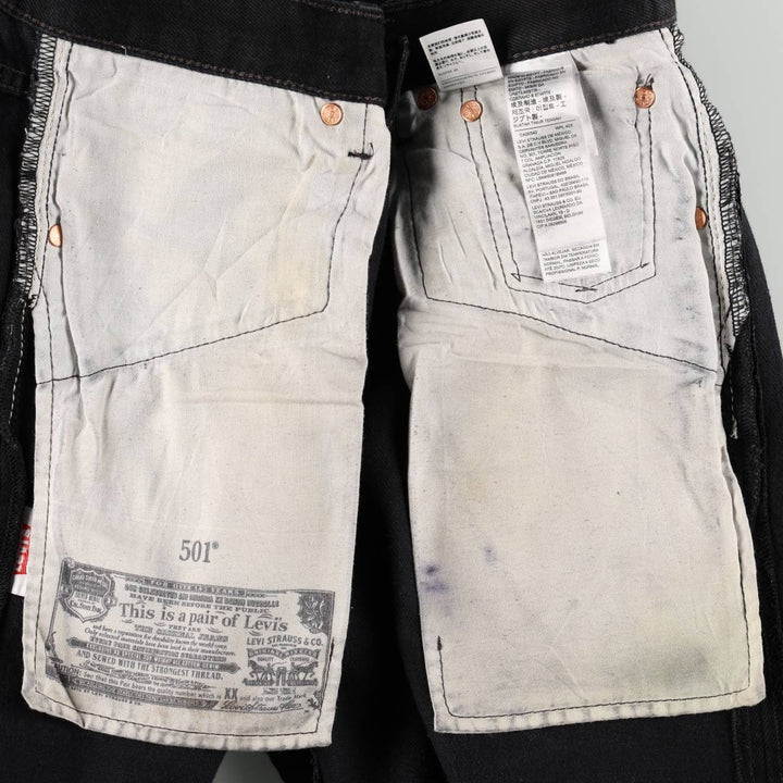 Levi's 501 Black Denim Straight Denim Pants Men's W31 equivalent cotton black type Vintage Second Hand