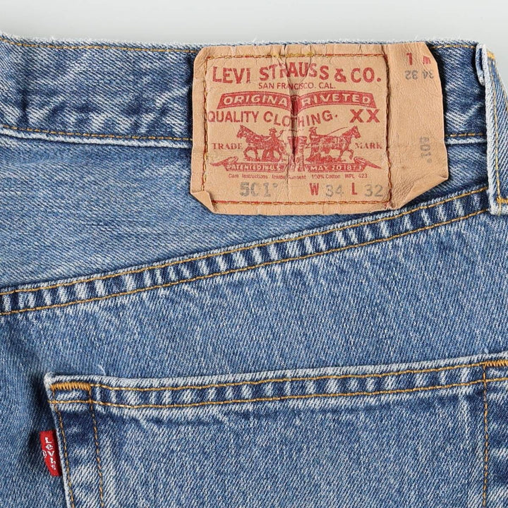 00'S Levi's 501 straight denim pants for men, size W34 cotton blue type Vintage Second Hand
