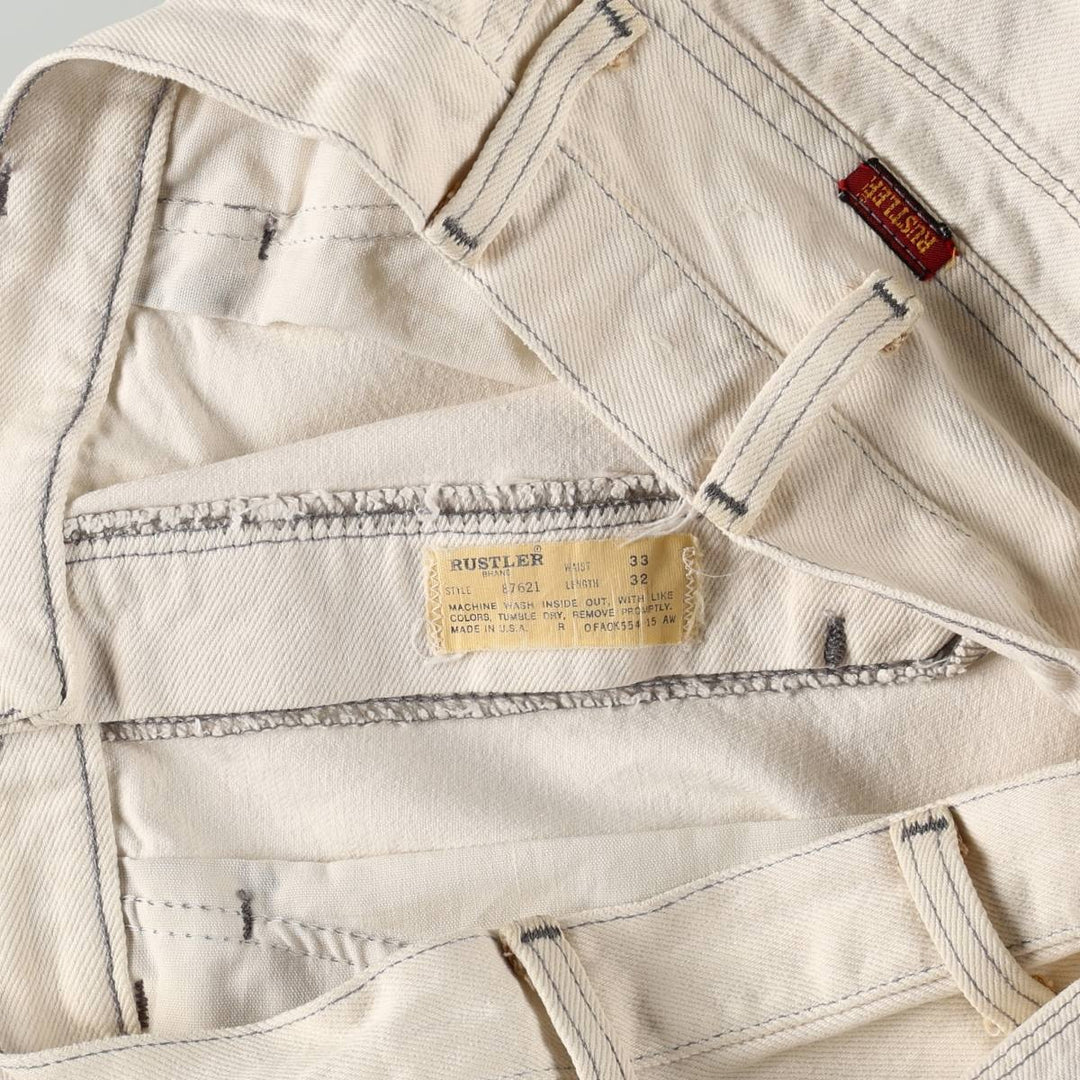 90'S Rustler White Denim Tapered Jeans, Made in USA, Men's Size W32 (approx.), Vintage unclear white type Vintage Second Hand