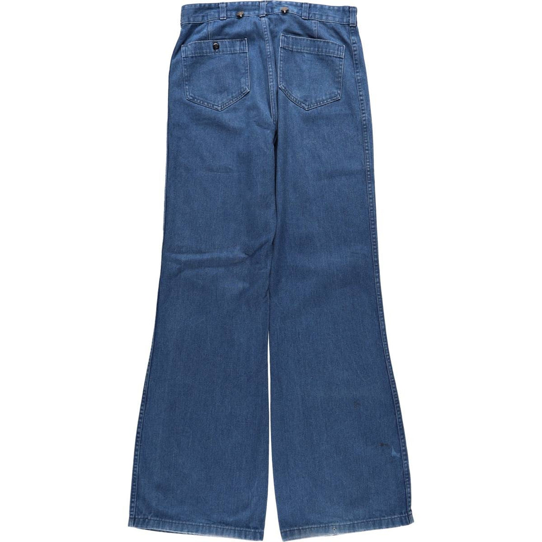 1970'S US Navy Seafarer Military Denim Sailor Pants, Men's Size W33 (approx.), Vintage cotton blue type Vintage Second Hand