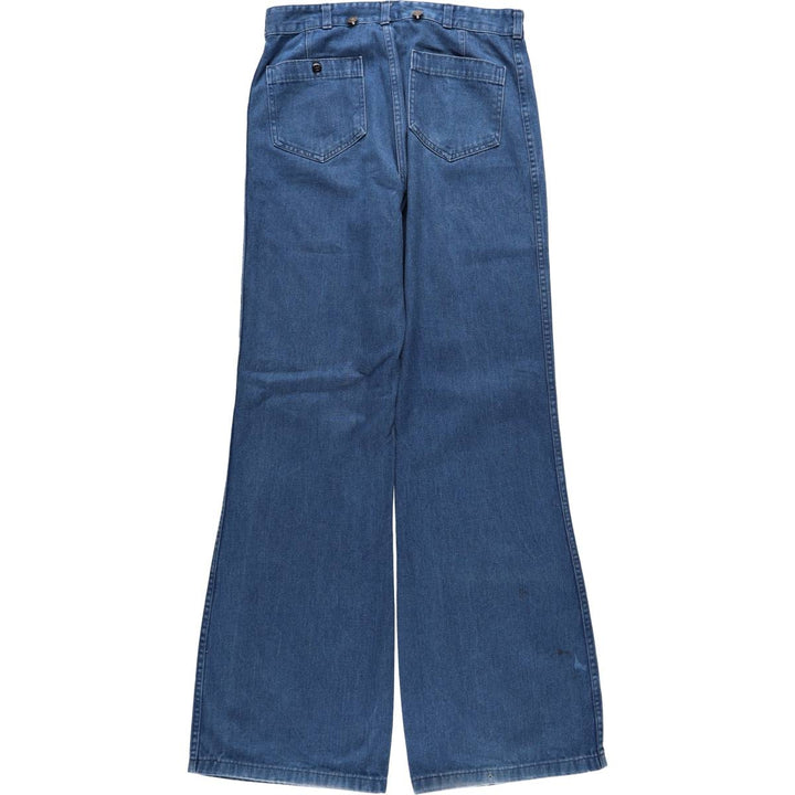 1970'S US Navy Seafarer Military Denim Sailor Pants, Men's Size W33 (approx.), Vintage cotton blue type Vintage Second Hand