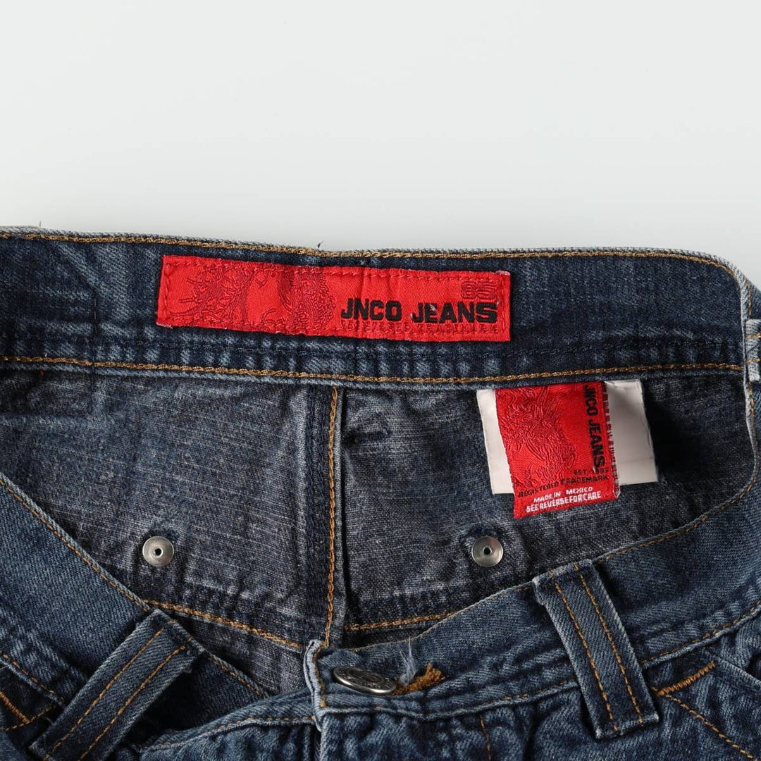 2000'S JNCO JEANS Skull Pattern Tapered Denim Pants, Women's Size L (W29 equivalent) cotton blue type Vintage Second Hand