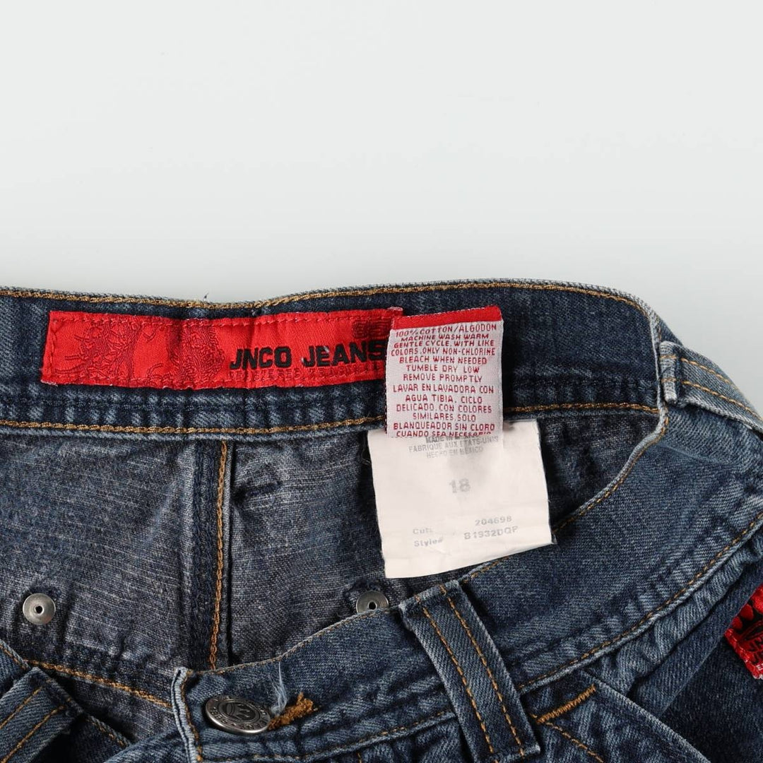 2000'S JNCO JEANS Skull Pattern Tapered Denim Pants, Women's Size L (W29 equivalent) cotton blue type Vintage Second Hand