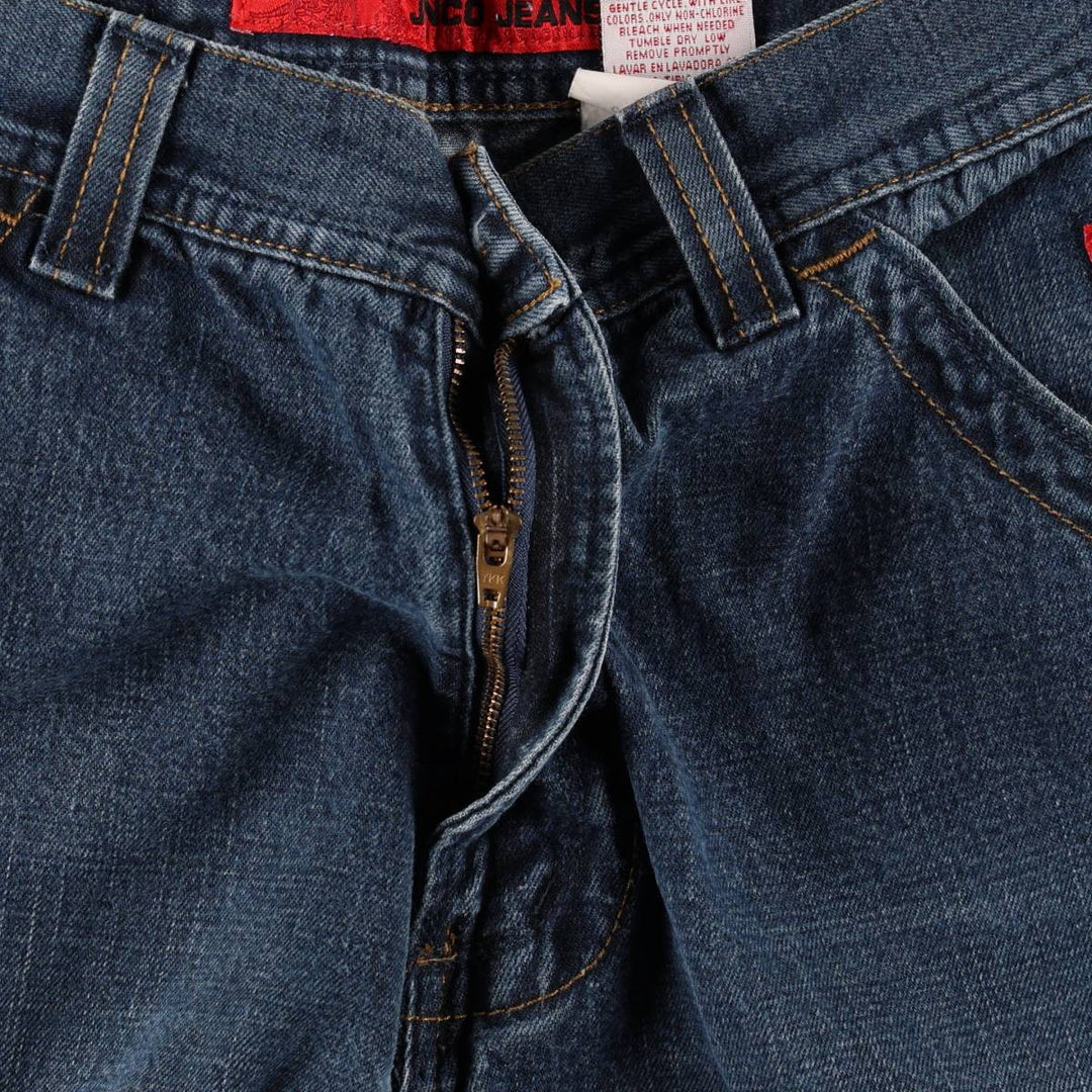 2000'S JNCO JEANS Skull Pattern Tapered Denim Pants, Women's Size L (W29 equivalent) cotton blue type Vintage Second Hand