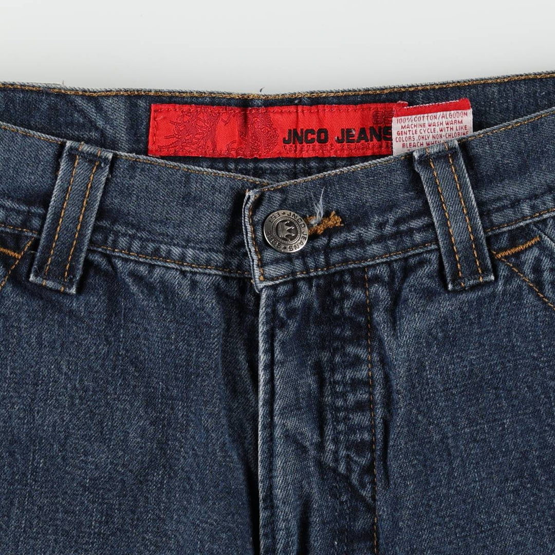2000'S JNCO JEANS Skull Pattern Tapered Denim Pants, Women's Size L (W29 equivalent) cotton blue type Vintage Second Hand