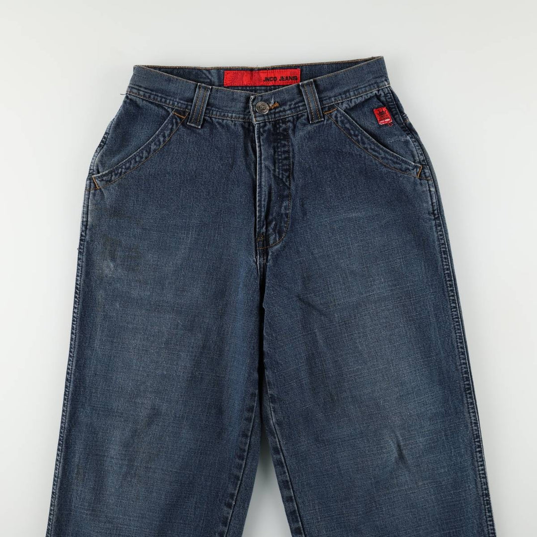 2000'S JNCO JEANS Skull Pattern Tapered Denim Pants, Women's Size L (W29 equivalent) cotton blue type Vintage Second Hand
