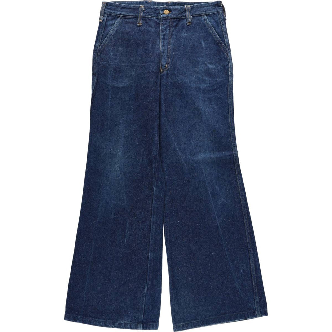 Flared denim pants, men's size W34 (approx.), vintage. cotton blue type Vintage Second Hand