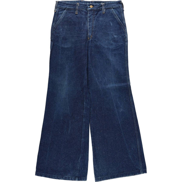 Flared denim pants, men's size W34 (approx.), vintage. cotton blue type Vintage Second Hand