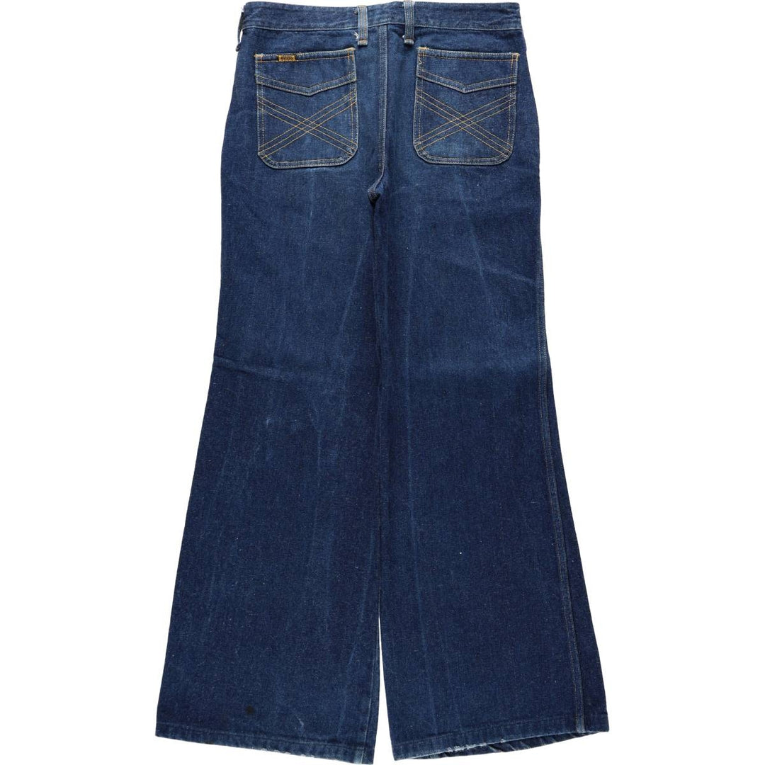 Flared denim pants, men's size W34 (approx.), vintage. cotton blue type Vintage Second Hand