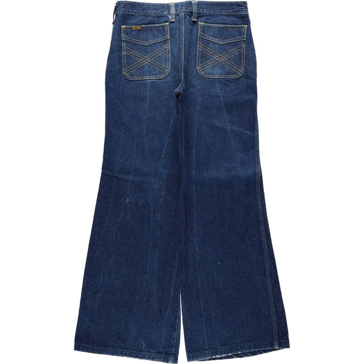 Flared denim pants, men's size W34 (approx.), vintage. cotton blue type Vintage Second Hand