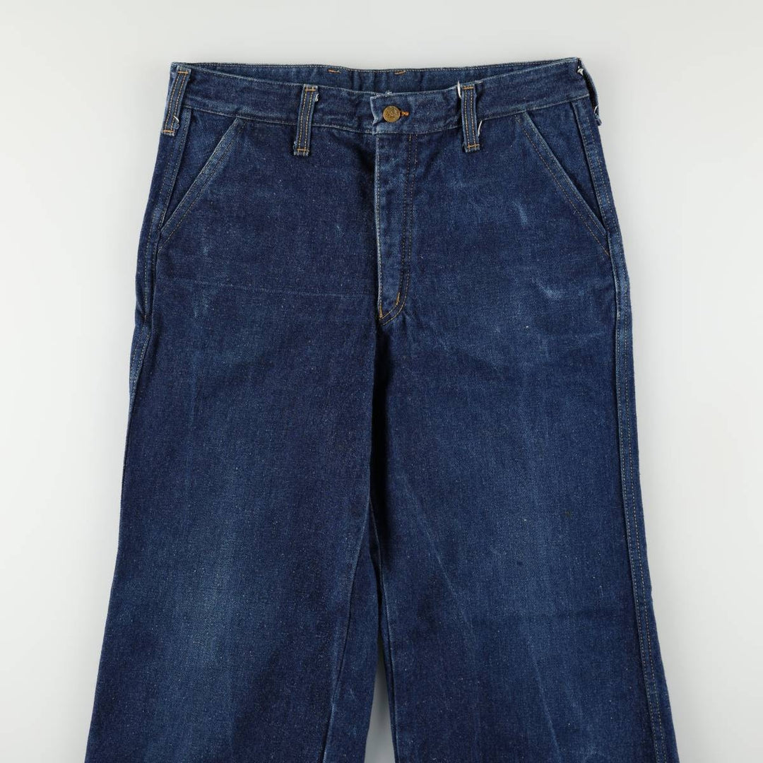 Flared denim pants, men's size W34 (approx.), vintage. cotton blue type Vintage Second Hand