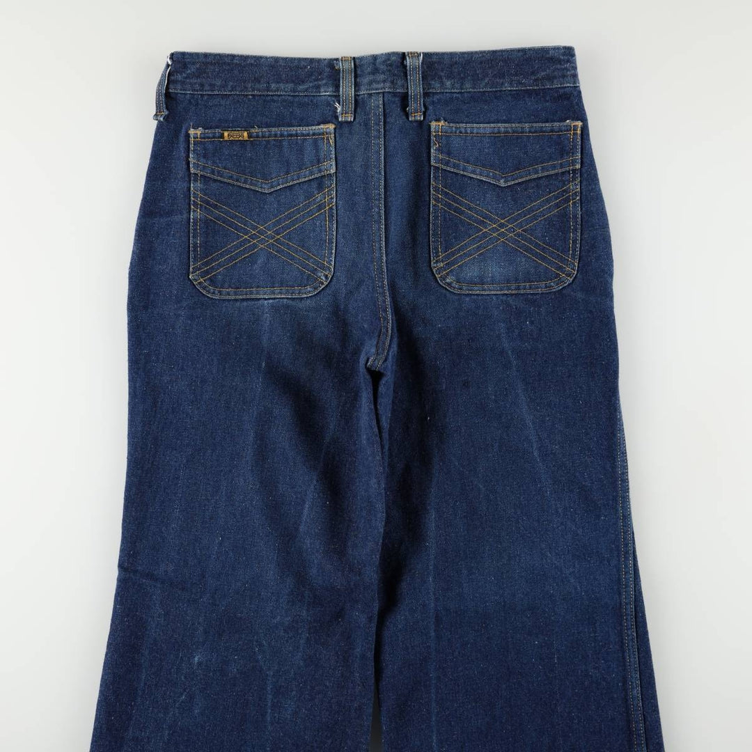 Flared denim pants, men's size W34 (approx.), vintage. cotton blue type Vintage Second Hand