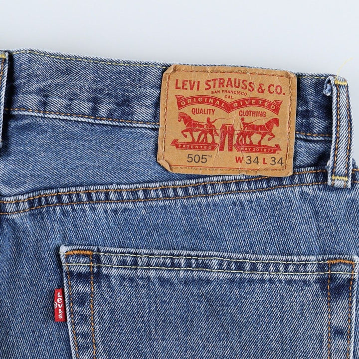 Levi's 505 tapered denim pants for men, size W34 cotton blue type Vintage Second Hand