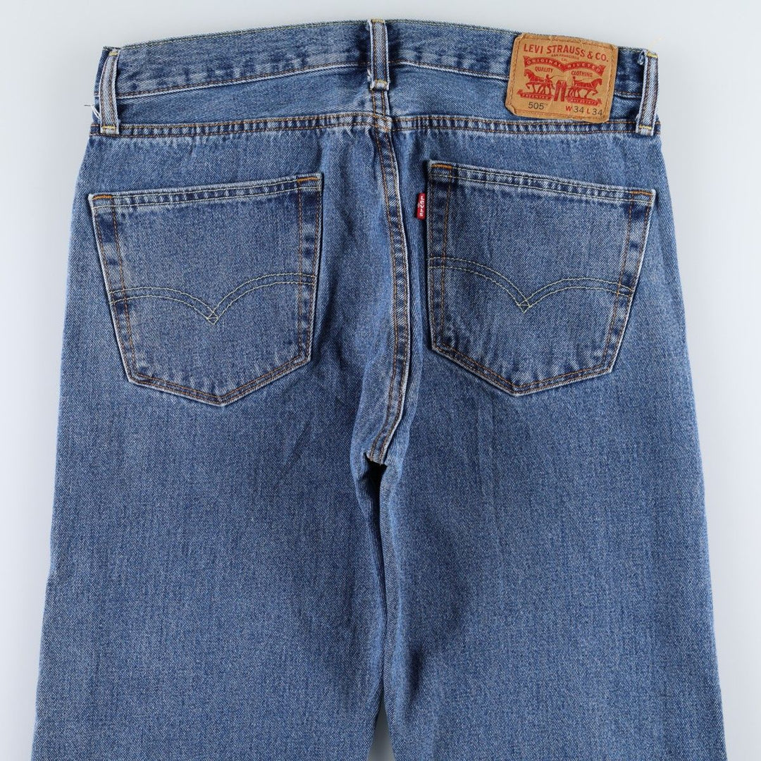 Levi's 505 tapered denim pants for men, size W34 cotton blue type Vintage Second Hand