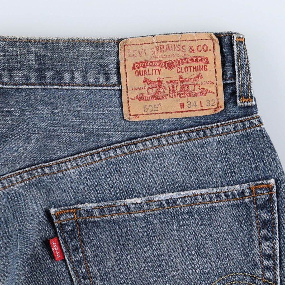 00'S Levi's 505 REGULAR FIT tapered denim pants for men, size w34 cotton blue type Vintage Second Hand