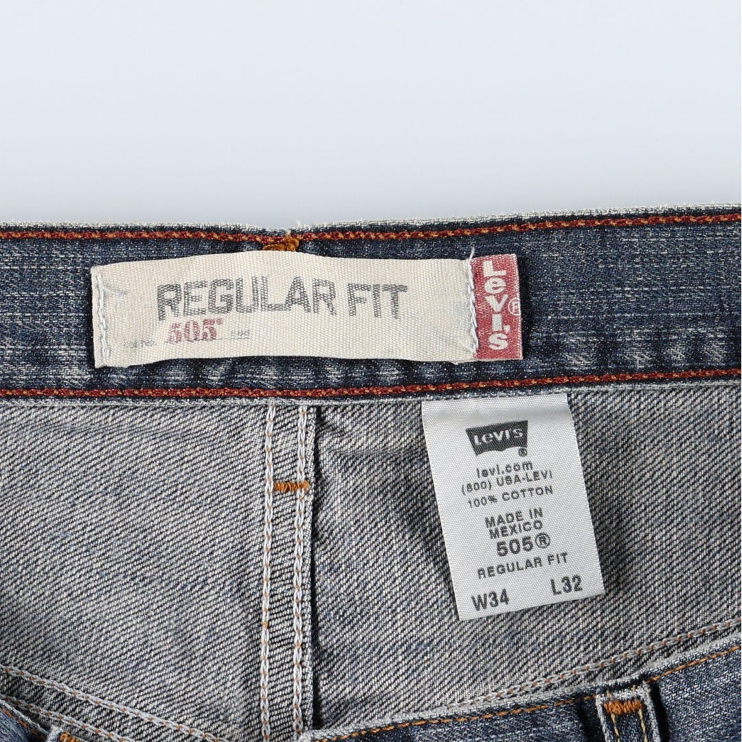 00'S Levi's 505 REGULAR FIT tapered denim pants for men, size w34 cotton blue type Vintage Second Hand
