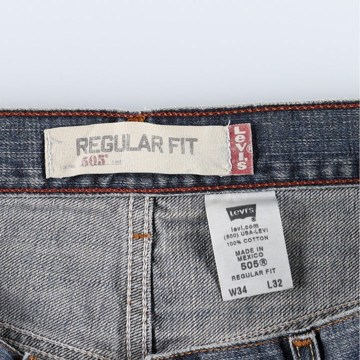 00'S Levi's 505 REGULAR FIT tapered denim pants for men, size w34 cotton blue type Vintage Second Hand