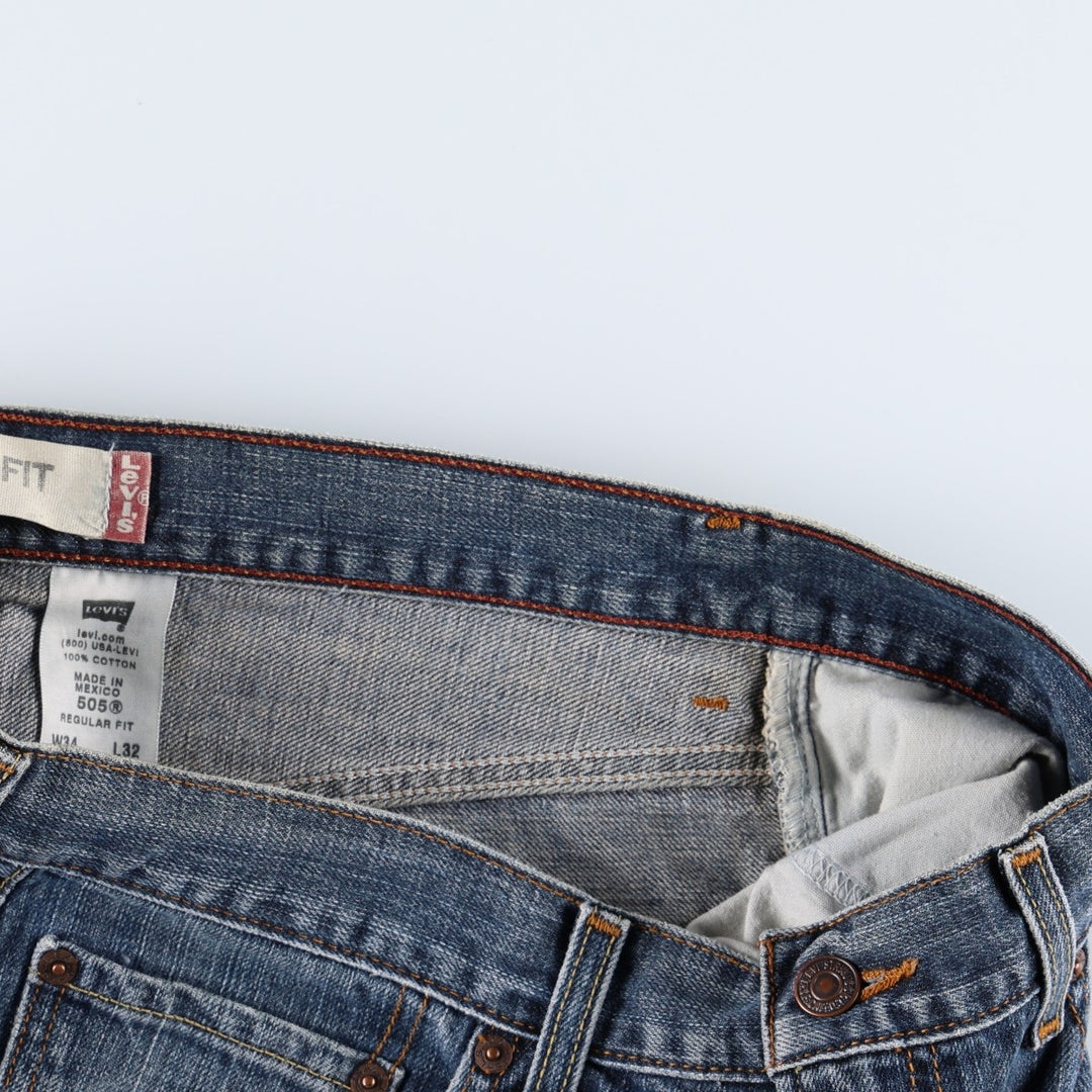 00'S Levi's 505 REGULAR FIT tapered denim pants for men, size w34 cotton blue type Vintage Second Hand