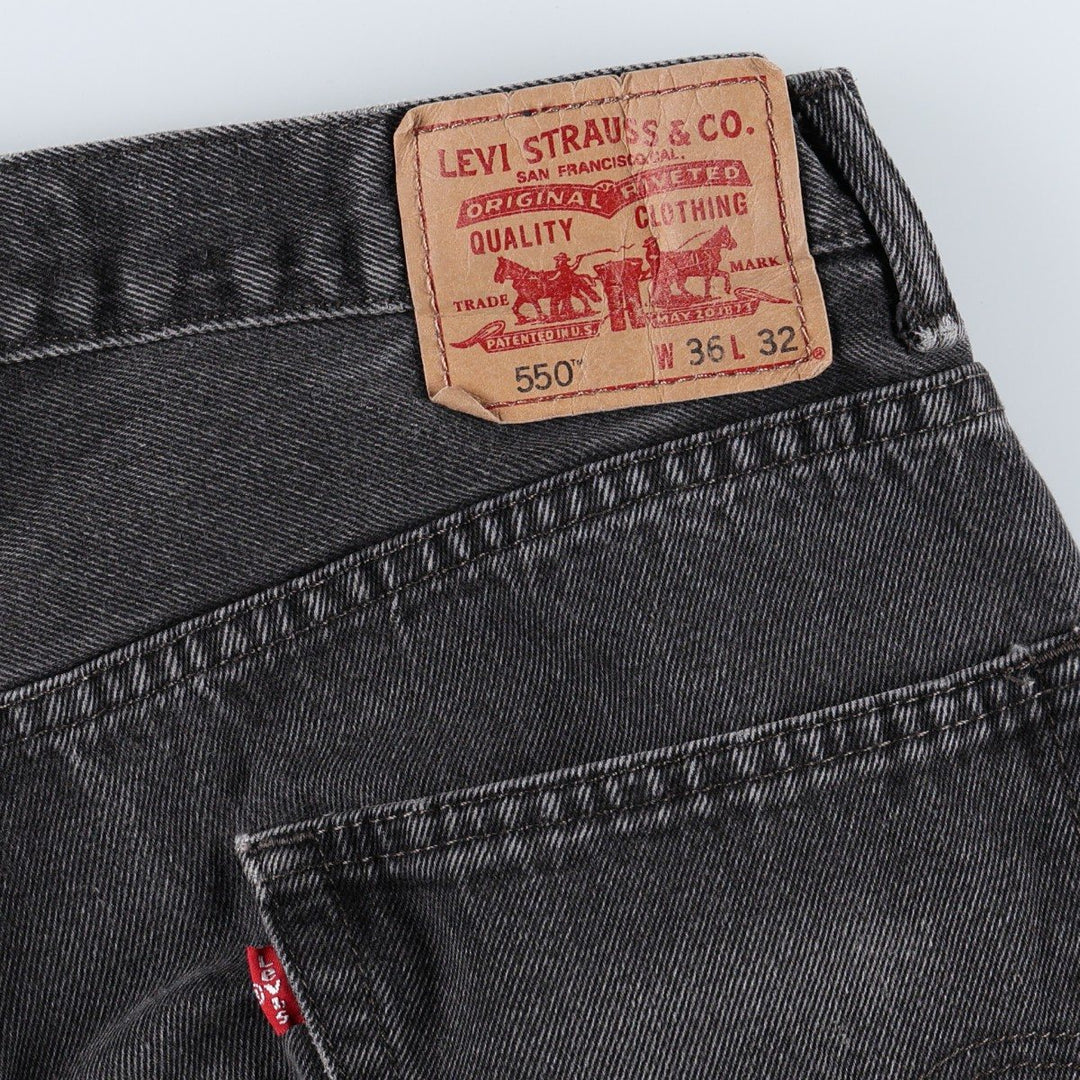 Levi's 550 Relaxed Fit Tapered Denim Pants, Black, Men's, Size 36 cotton black type Vintage Second Hand