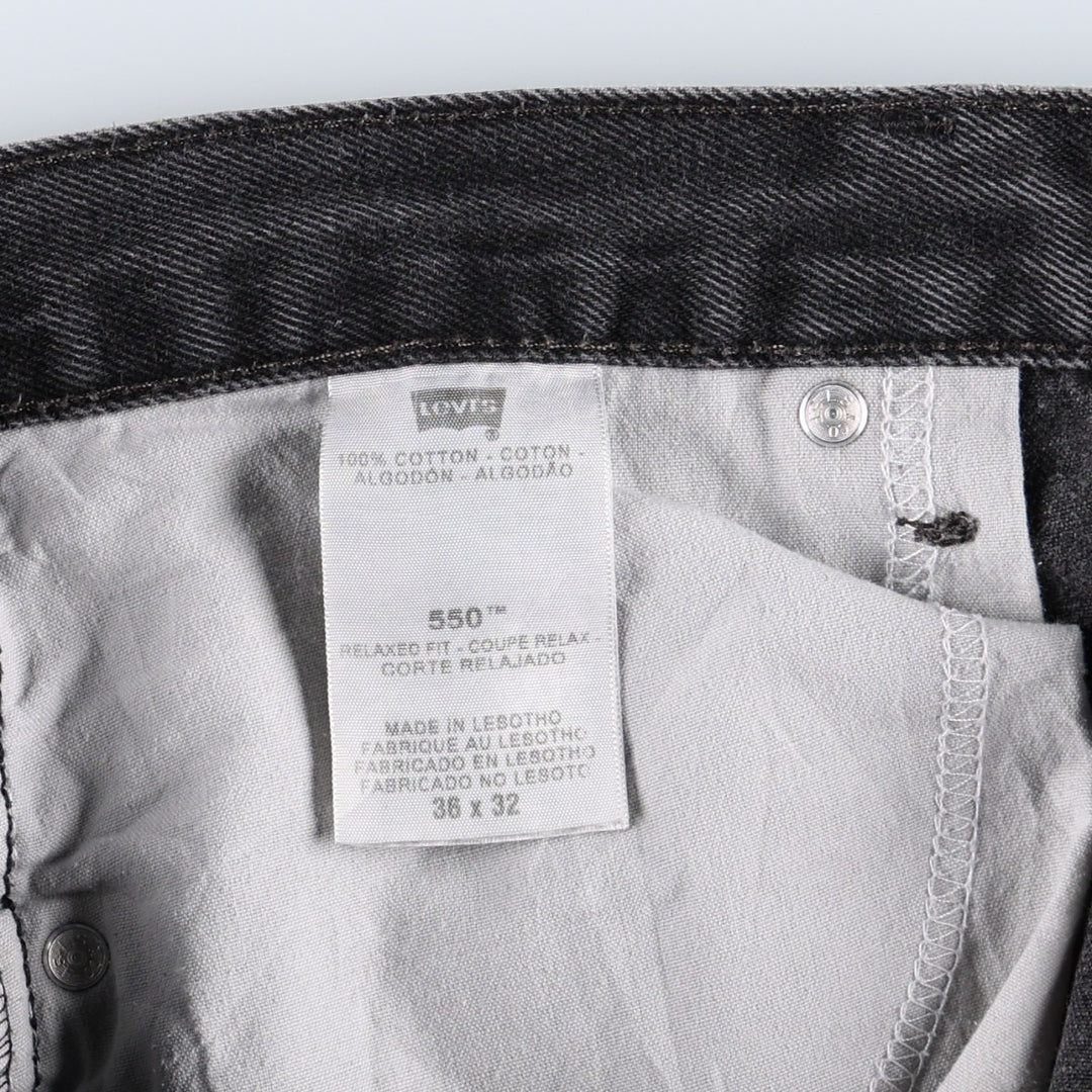 Levi's 550 Relaxed Fit Tapered Denim Pants, Black, Men's, Size 36 cotton black type Vintage Second Hand