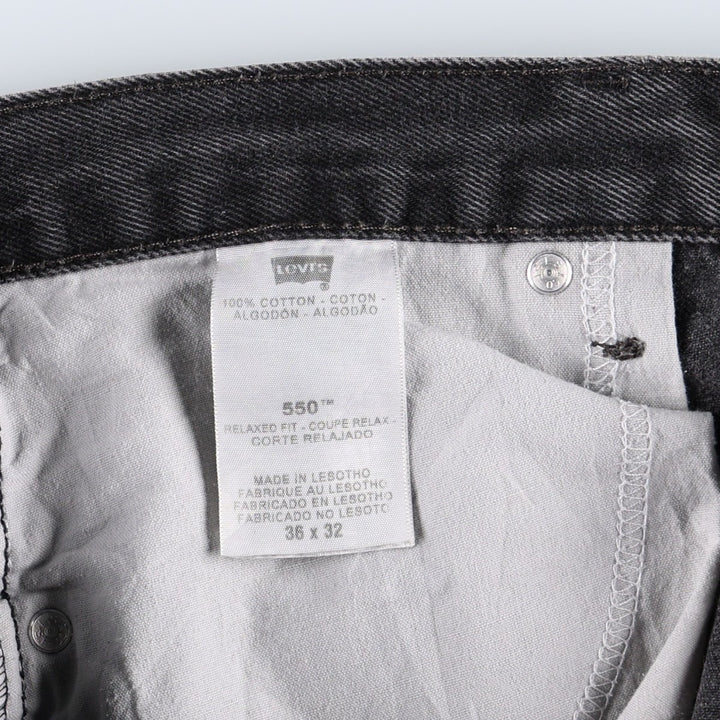 Levi's 550 Relaxed Fit Tapered Denim Pants, Black, Men's, Size 36 cotton black type Vintage Second Hand