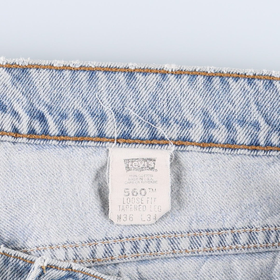 1990'S Levi's 560 Relaxed Fit Tapered Leg, Made in USA, Vintage cotton blue type Vintage Second Hand