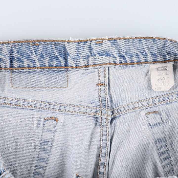 1990'S Levi's 560 Relaxed Fit Tapered Leg, Made in USA, Vintage cotton blue type Vintage Second Hand