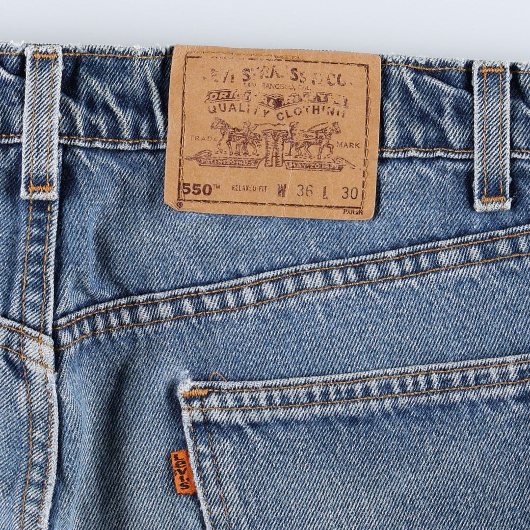 1990'S Levi's 560 Relaxed Fit Orange Tab Tapered Denim Pants, Made in USA, Men's W35 (approx.), Vintage cotton blue type Vintage Second Hand