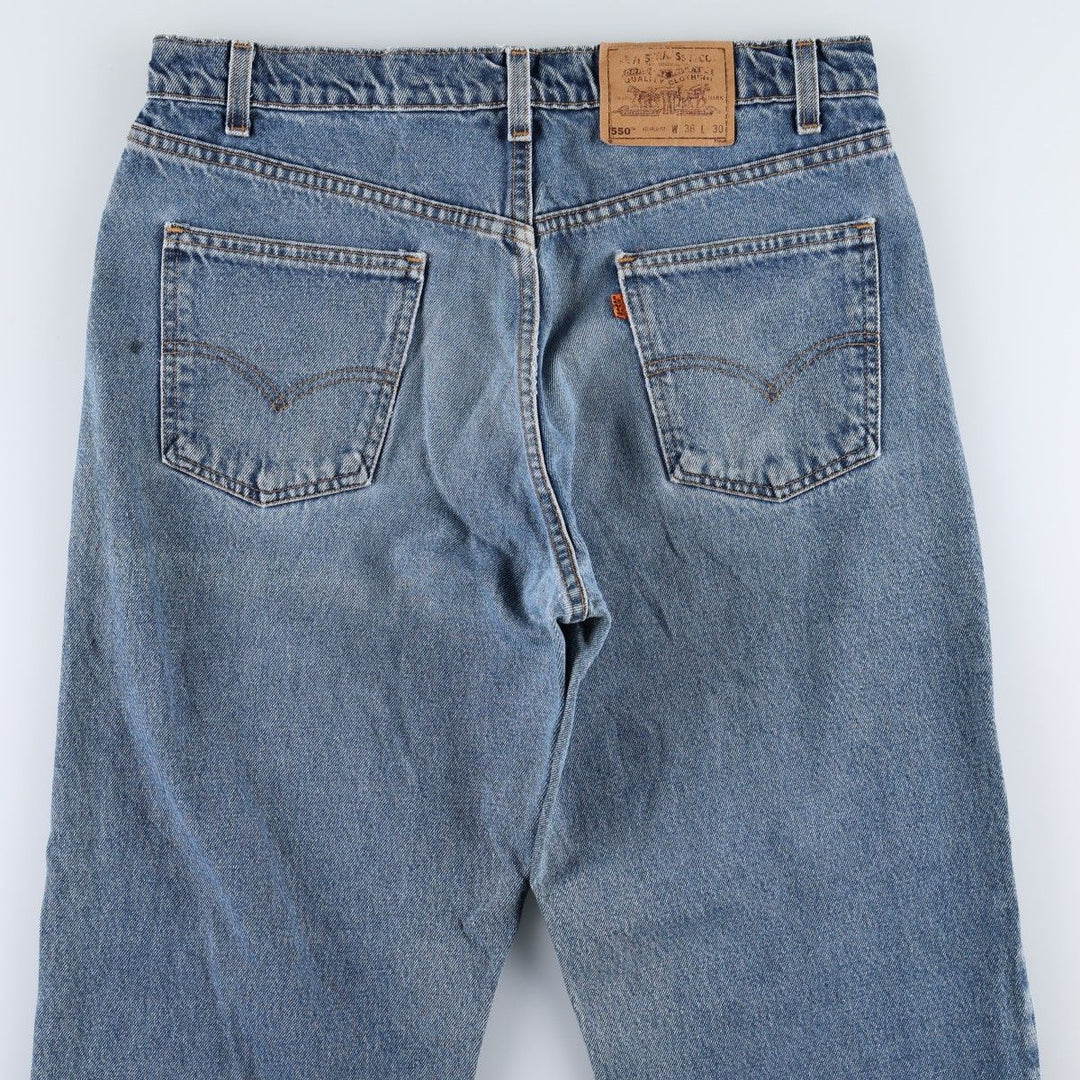 1990'S Levi's 560 Relaxed Fit Orange Tab Tapered Denim Pants, Made in USA, Men's W35 (approx.), Vintage cotton blue type Vintage Second Hand