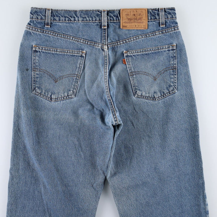 1990'S Levi's 560 Relaxed Fit Orange Tab Tapered Denim Pants, Made in USA, Men's W35 (approx.), Vintage cotton blue type Vintage Second Hand