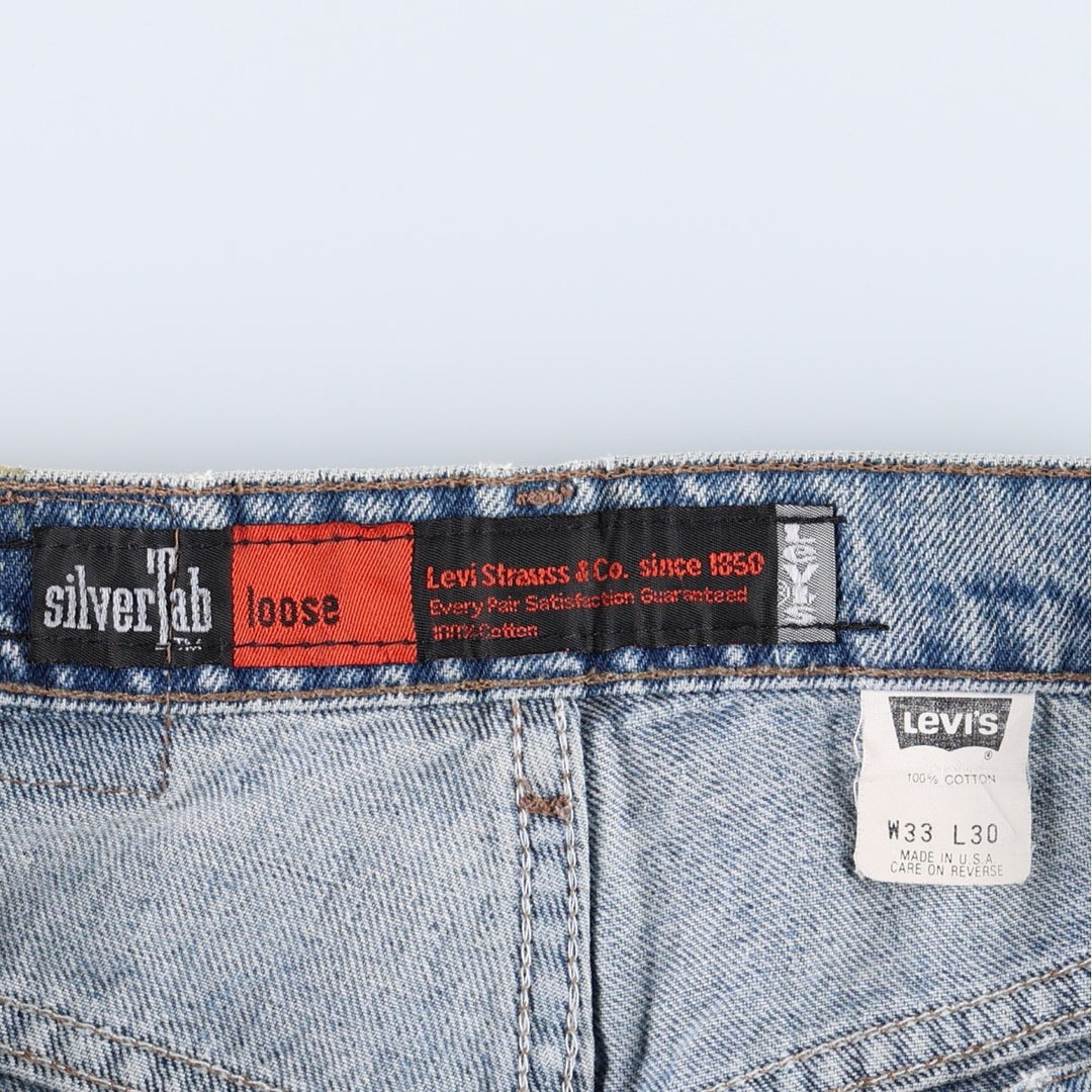90'S Levi's Silver Tab Loose Tapered Denim Pants, Made in USA, Men's, Size W33, Vintage cotton blue type Vintage Second Hand
