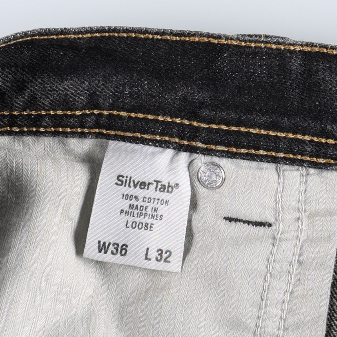 2000'S Levi's SILVER TAB Loose Black Denim Tapered Jeans, Men's W37 (approx.) cotton gray type Vintage Second Hand