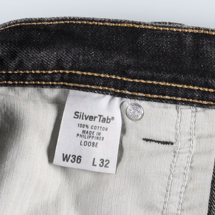 2000'S Levi's SILVER TAB Loose Black Denim Tapered Jeans, Men's W37 (approx.) cotton gray type Vintage Second Hand