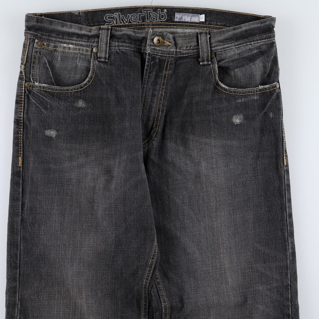 2000'S Levi's SILVER TAB Loose Black Denim Tapered Jeans, Men's W37 (approx.) cotton gray type Vintage Second Hand
