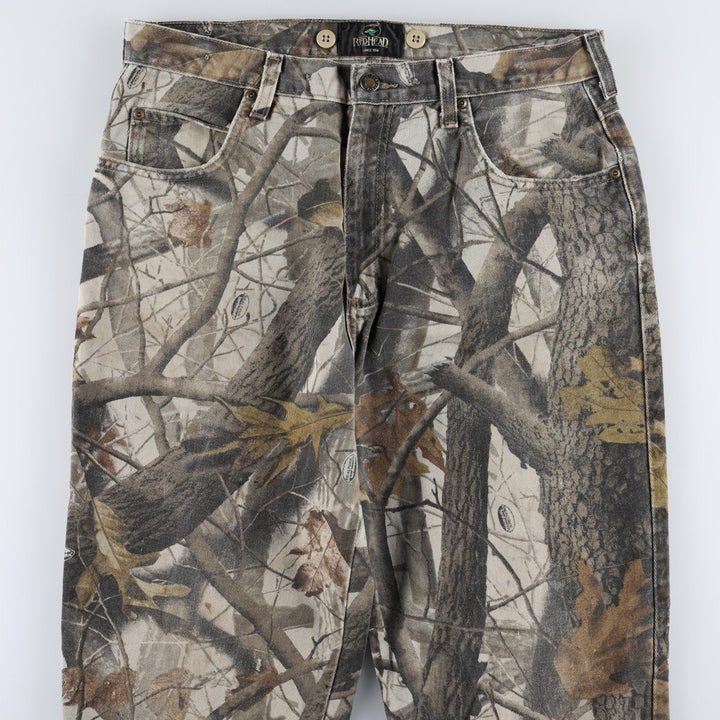 RED HEAD Camouflage Pattern Real Tree Camo Tapered Denim Pants, Men's W35 (approx.) unclear Khaki type Vintage Second Hand