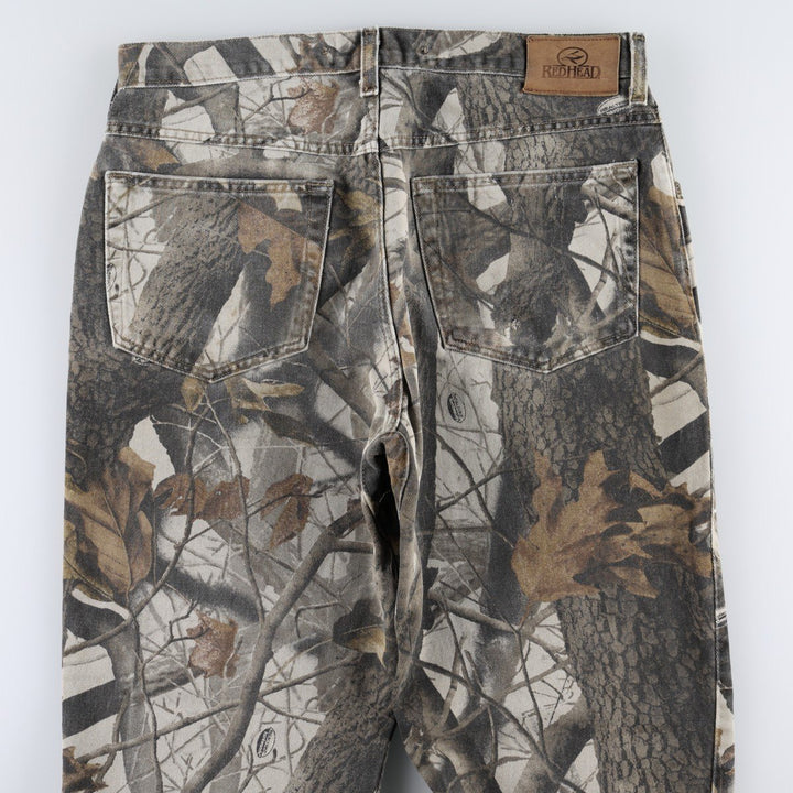 RED HEAD Camouflage Pattern Real Tree Camo Tapered Denim Pants, Men's W35 (approx.) unclear Khaki type Vintage Second Hand