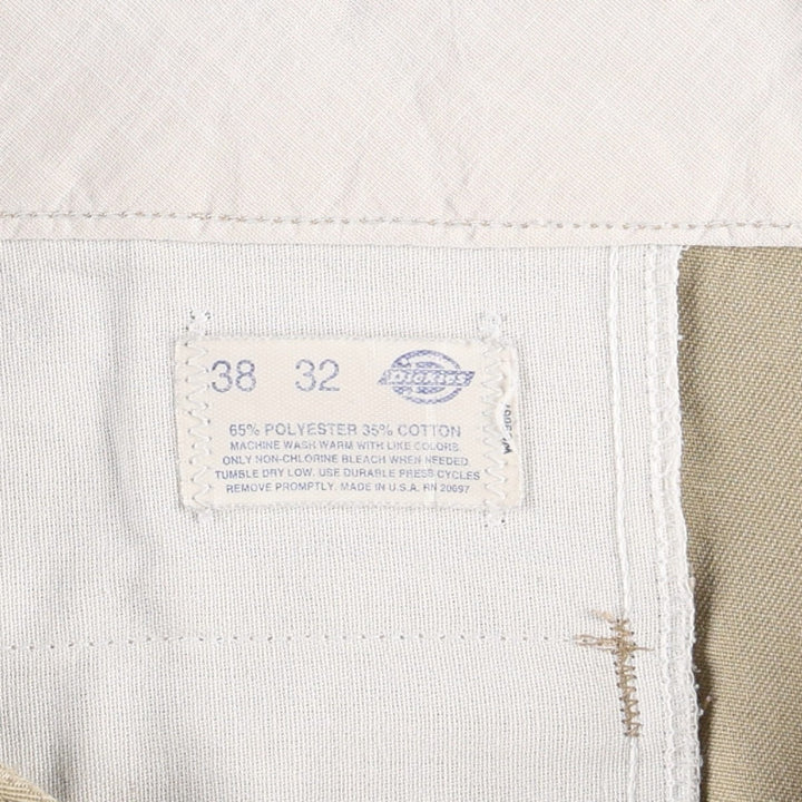 80s-90'S Dickies Work Pants, Made in USA, Men's Size W37 (approx.), Vintage polyester Beige type Vintage Second Hand