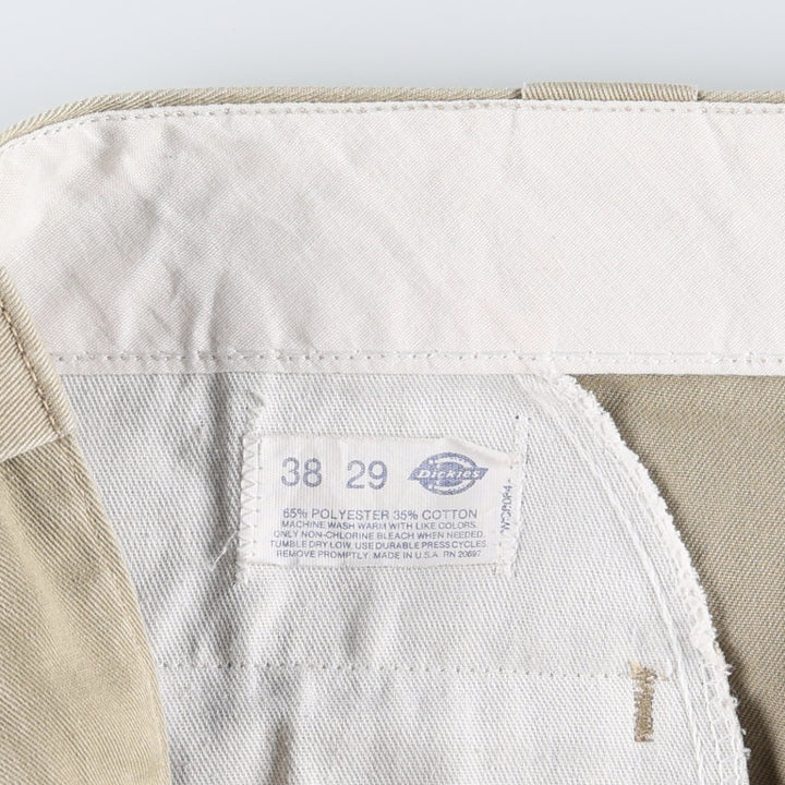 80s-90'S Dickies Work Pants, Made in USA, Men's Size W37 (approx.), Vintage polyester Beige type Vintage Second Hand