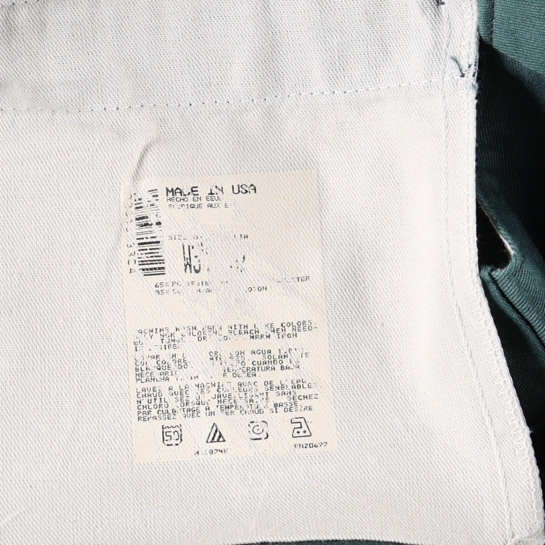 90'S Dickies Work Pants Made in USA Men's W33 Vintage polyester Green type dark green Vintage Second Hand