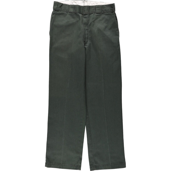 90'S Dickies Work Pants, Made in USA, Men's, Size W31, Vintage polyester dark green Vintage Second Hand