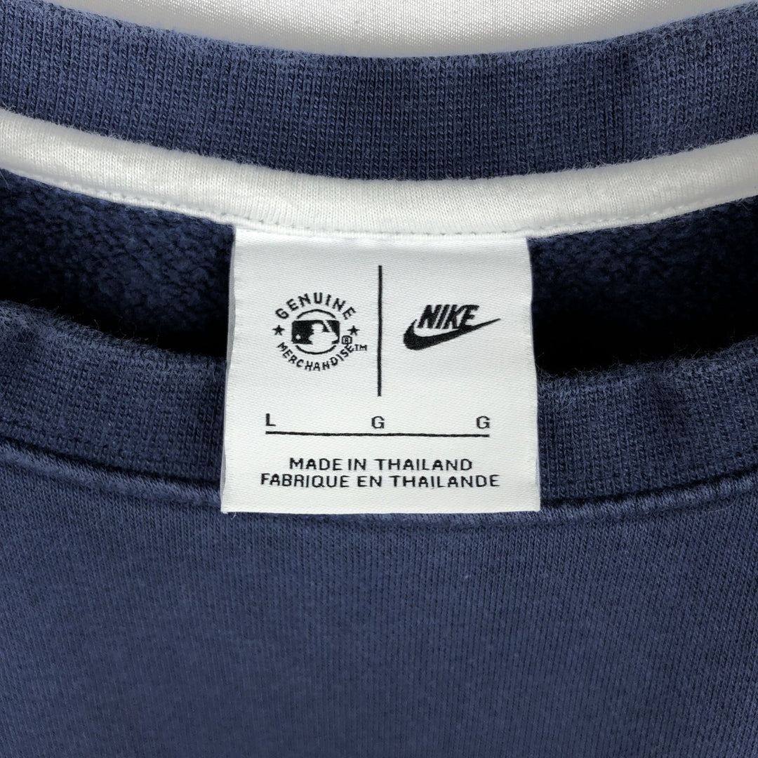 Nike MLB New York Yankees Logo Sweatshirt (Men's Size L) cotton navy blue type Vintage Second Hand
