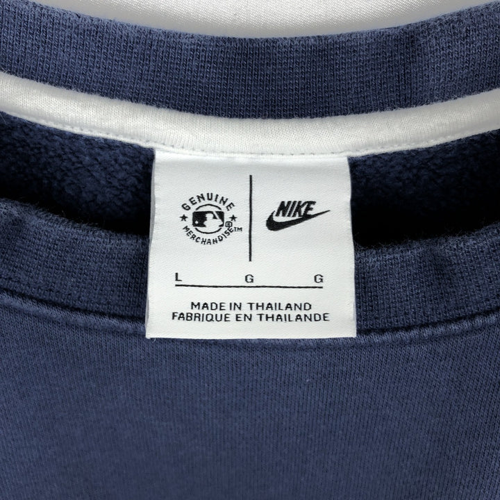 Nike MLB New York Yankees Logo Sweatshirt (Men's Size L) cotton navy blue type Vintage Second Hand