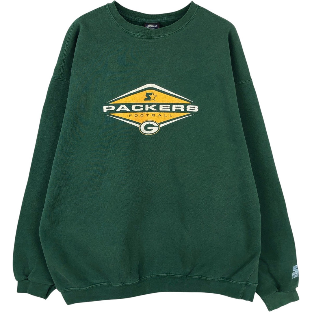 90'S Starter NFL Green Bay Packers Print Sweatshirt, Made in USA, Men's XL equivalent, Vintage cotton green type Vintage Second Hand