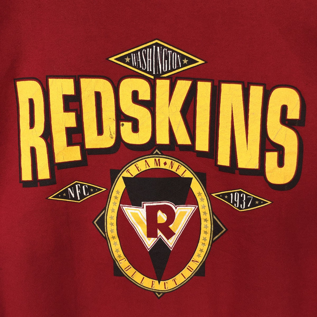 Nutmeg NFL Washington Redskins Print Sweatshirt, Made in USA, Men's Size L (Equivalent), Vintage cotton red type Vintage Second Hand