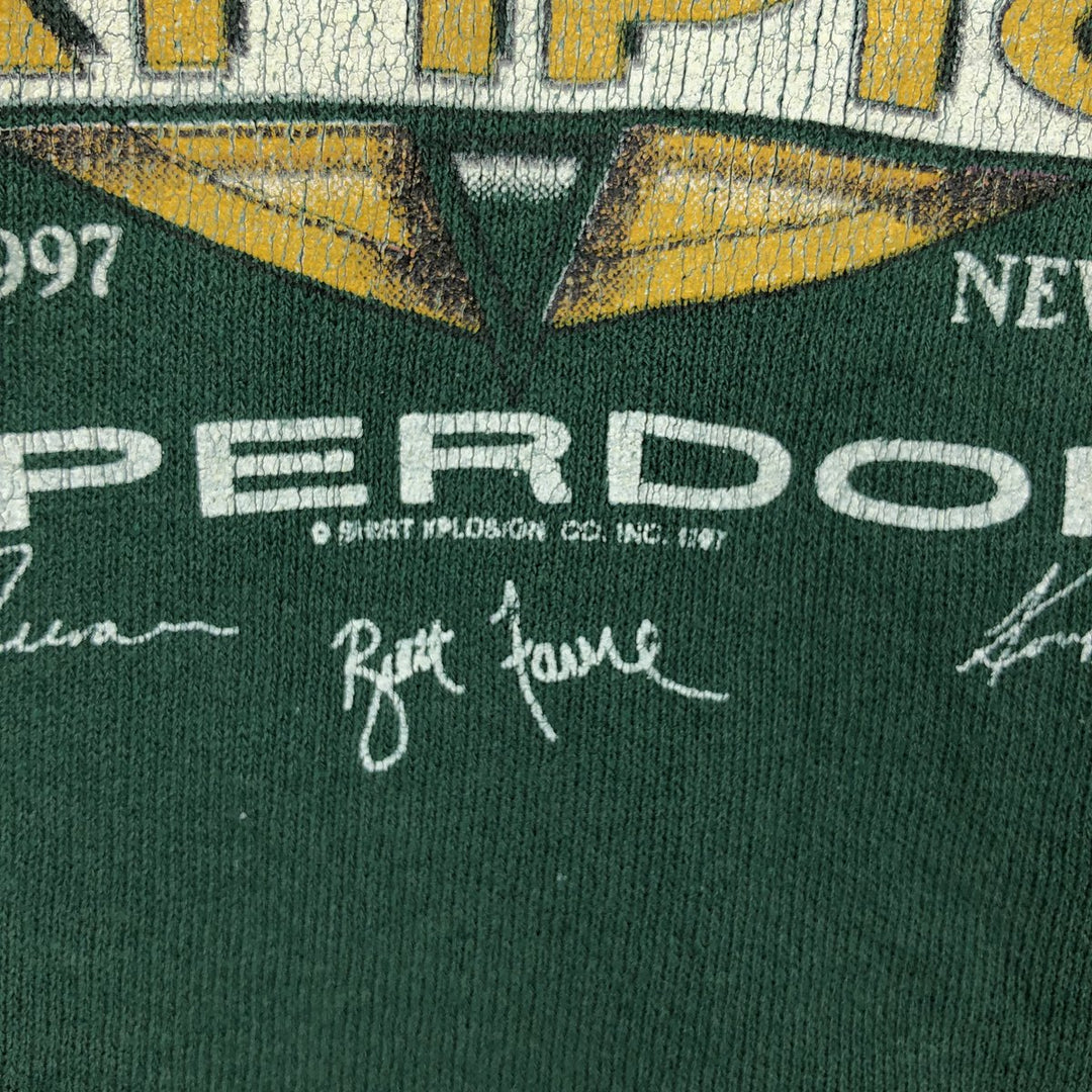 SANTEE NFL Green Bay Packers Print Sweatshirt, Made in USA, Men's Size L (Equivalent), Vintage polyester green type Vintage Second Hand