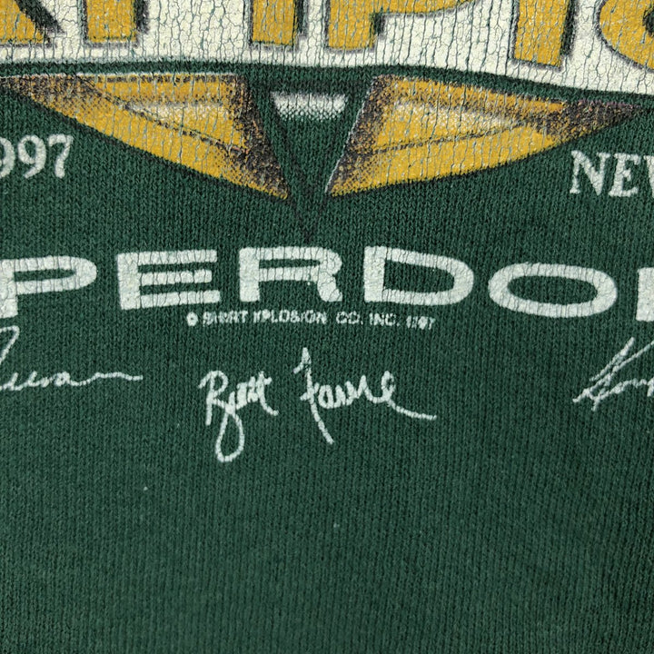 SANTEE NFL Green Bay Packers Print Sweatshirt, Made in USA, Men's Size L (Equivalent), Vintage polyester green type Vintage Second Hand