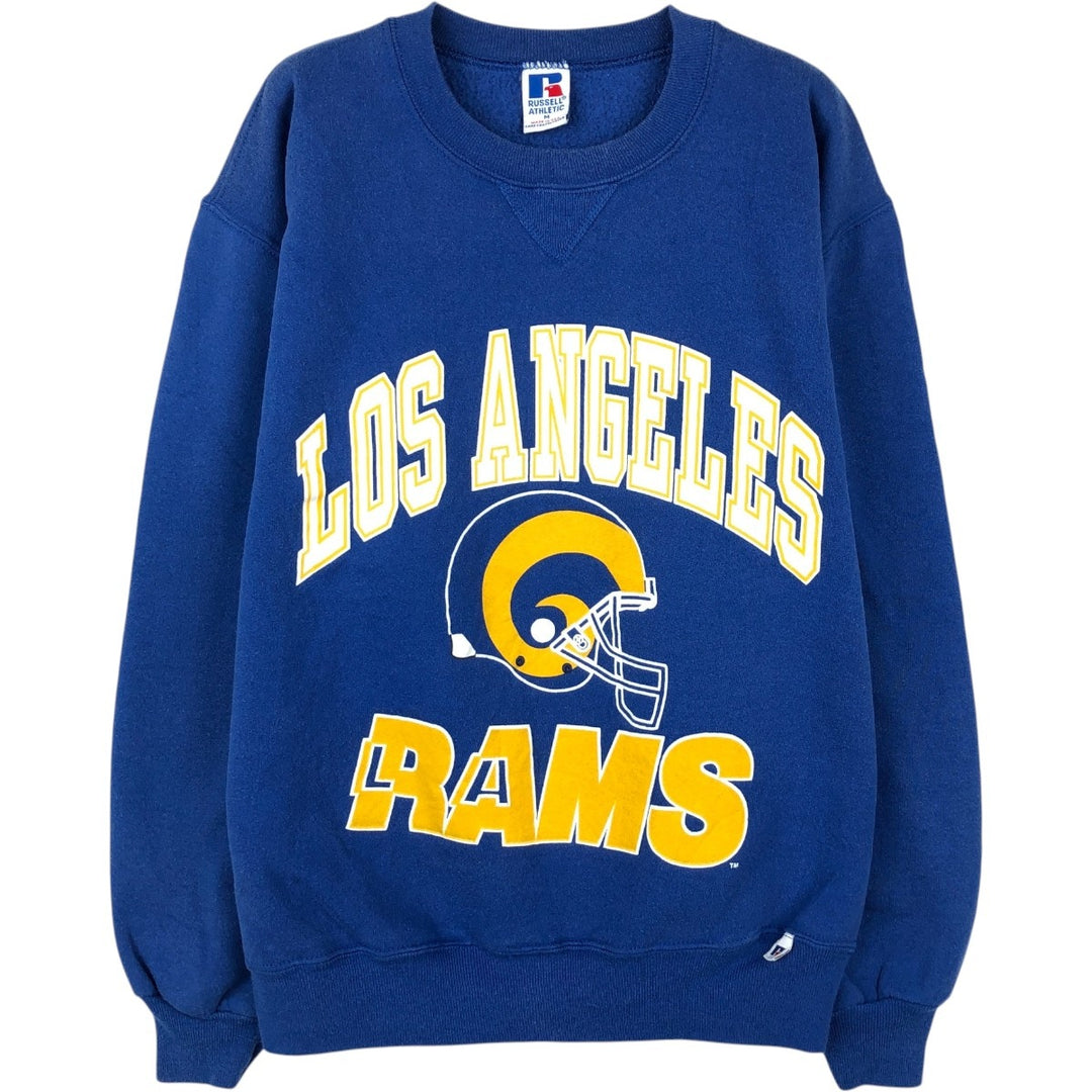90'S Russell NFL Los Angeles Rams Print Sweatshirt, Made in USA, Men's Size M (approx.) cotton blue type Vintage Second Hand