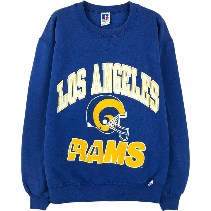 90'S Russell NFL Los Angeles Rams Print Sweatshirt, Made in USA, Men's Size M (approx.) cotton blue type Vintage Second Hand
