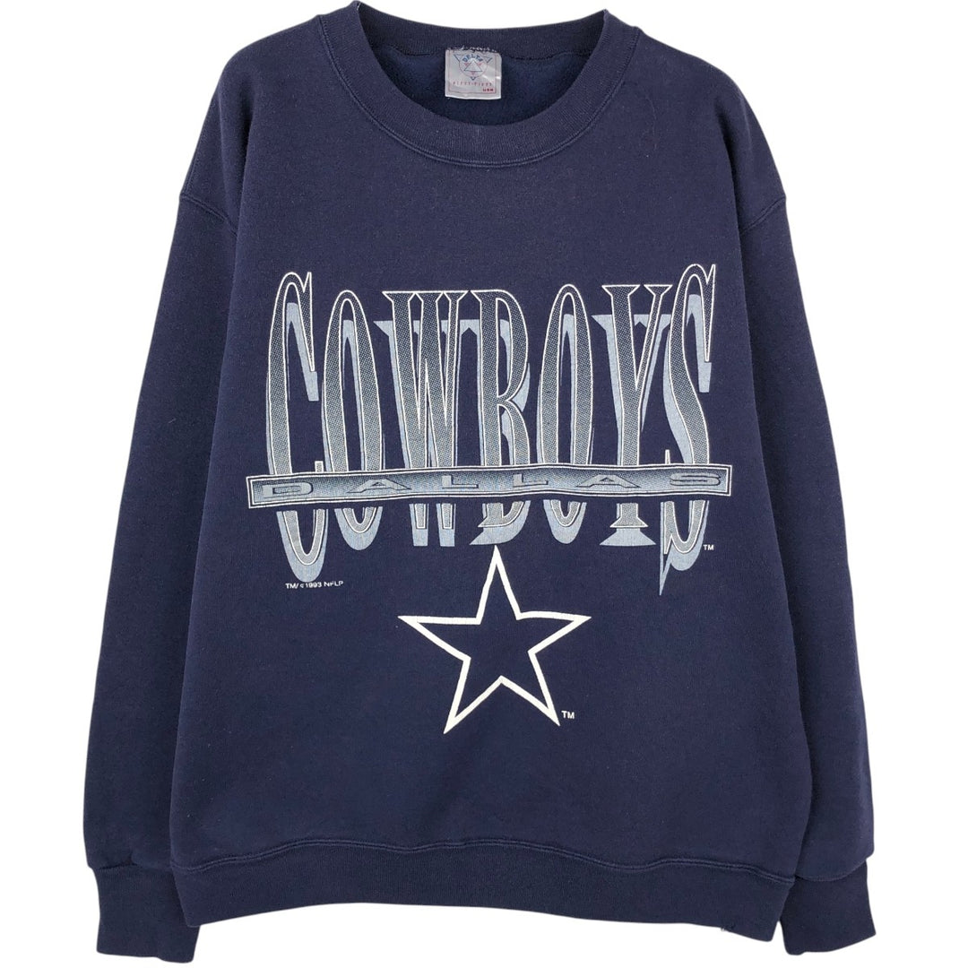 90'S Delta NFL Dallas Cowboys Print Sweatshirt, Made in USA, Men's Size L (Equivalent), Vintage polyester Navy blue Vintage Second Hand