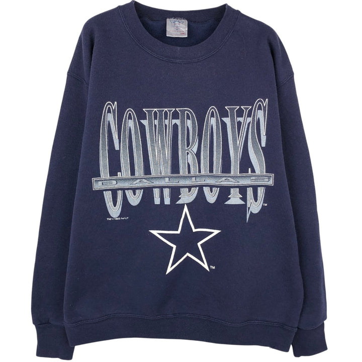 90'S Delta NFL Dallas Cowboys Print Sweatshirt, Made in USA, Men's Size L (Equivalent), Vintage polyester Navy blue Vintage Second Hand
